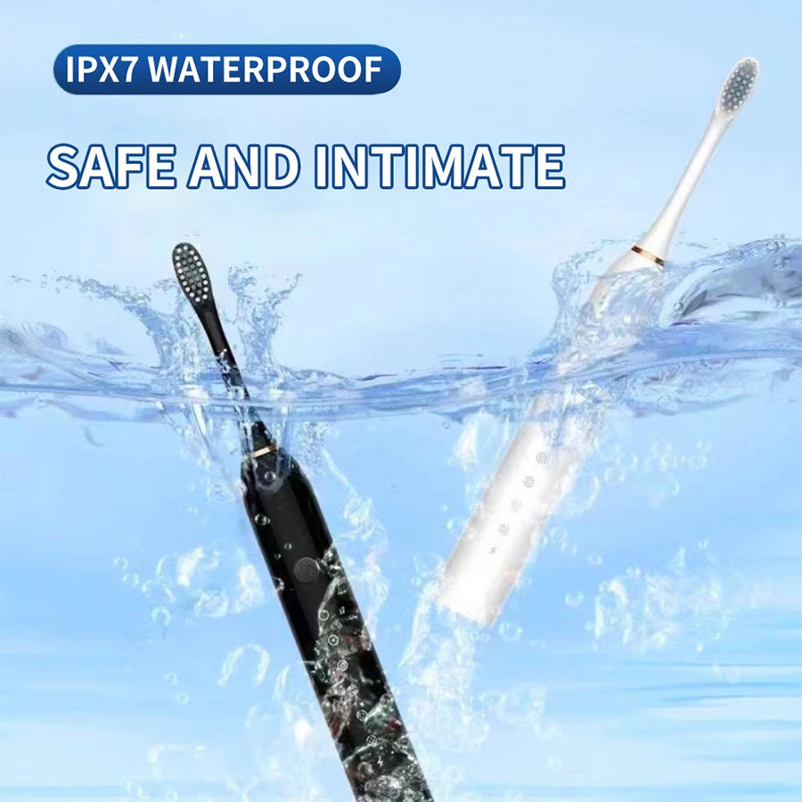 Electric Ultrasonic Toothbrush — 6-Speed Modes, USB Rechargeable, Waterproof Adult Tooth Cleaner