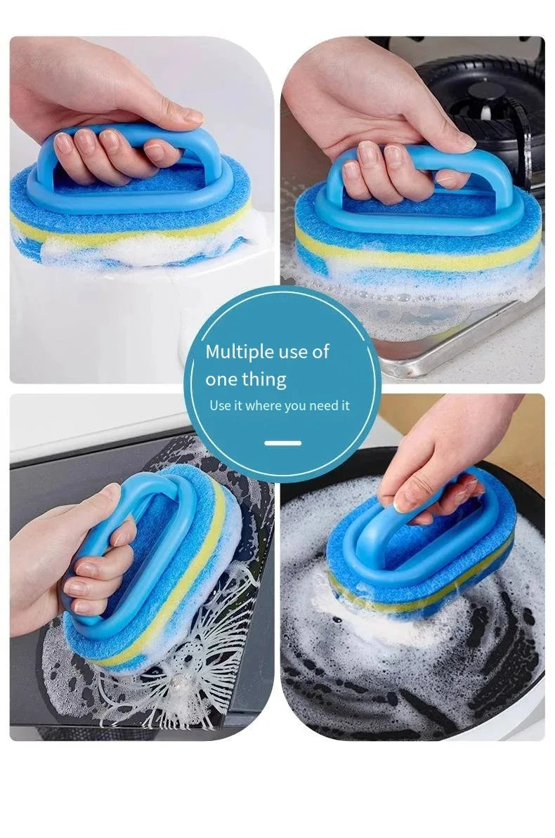 Cepillo de limpieza de cocina con mango — Estropajo de alta densidad para ollas, azulejos y paredes
