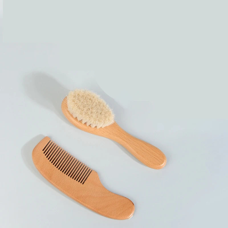 Baby Beech Wood Brush & Comb Gift Set — Gentle 2-Piece Hair Care Set for Newborns & Toddlers