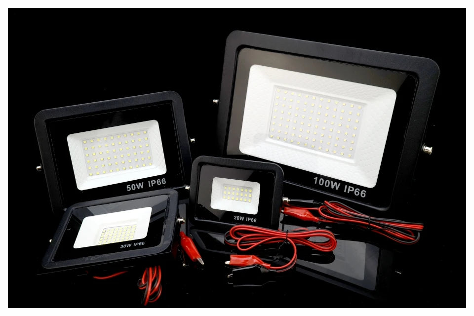 DC 12V LED Flood Light — 20W/30W/50W/100W Waterproof Outdoor Spotlight IP66