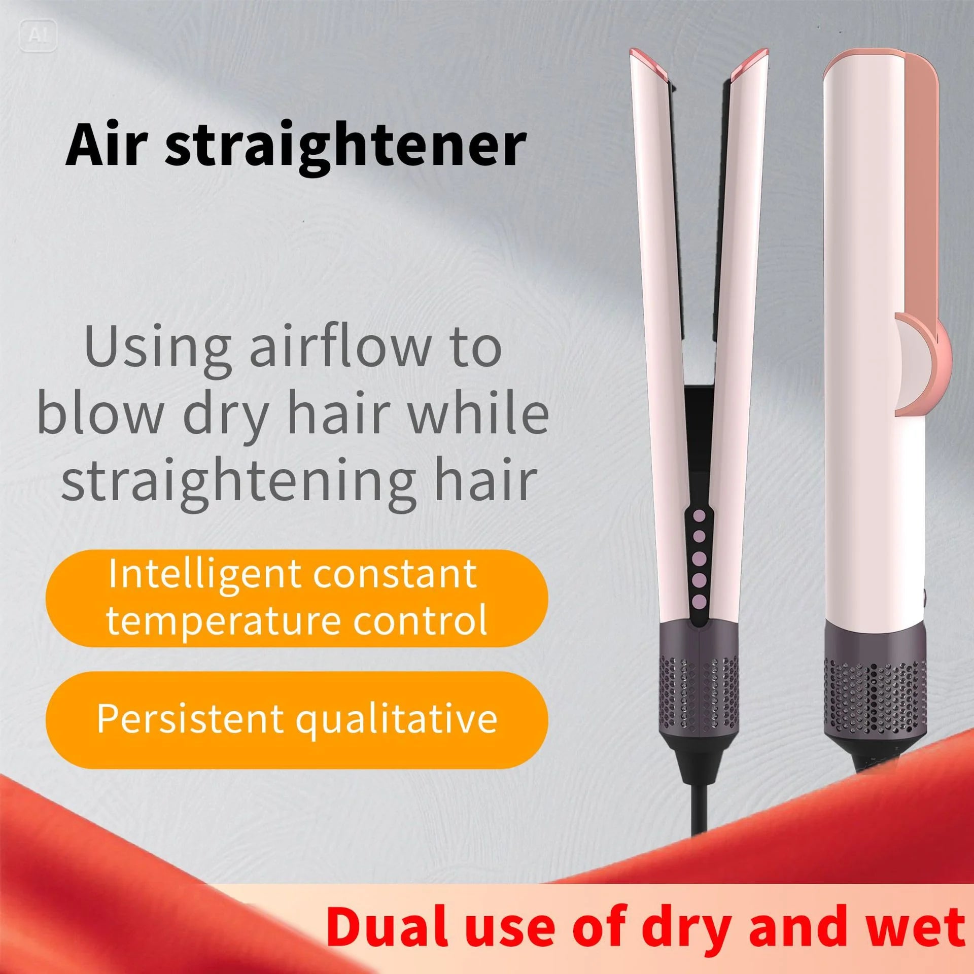 2-in-1 Hair Dryer & Flat Iron — Negative Ion Styler, 2000W