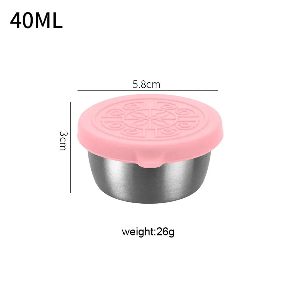 Stainless Steel Salad Dressing Container — 40ml Leakproof Reusable Cup with Silicone Lid