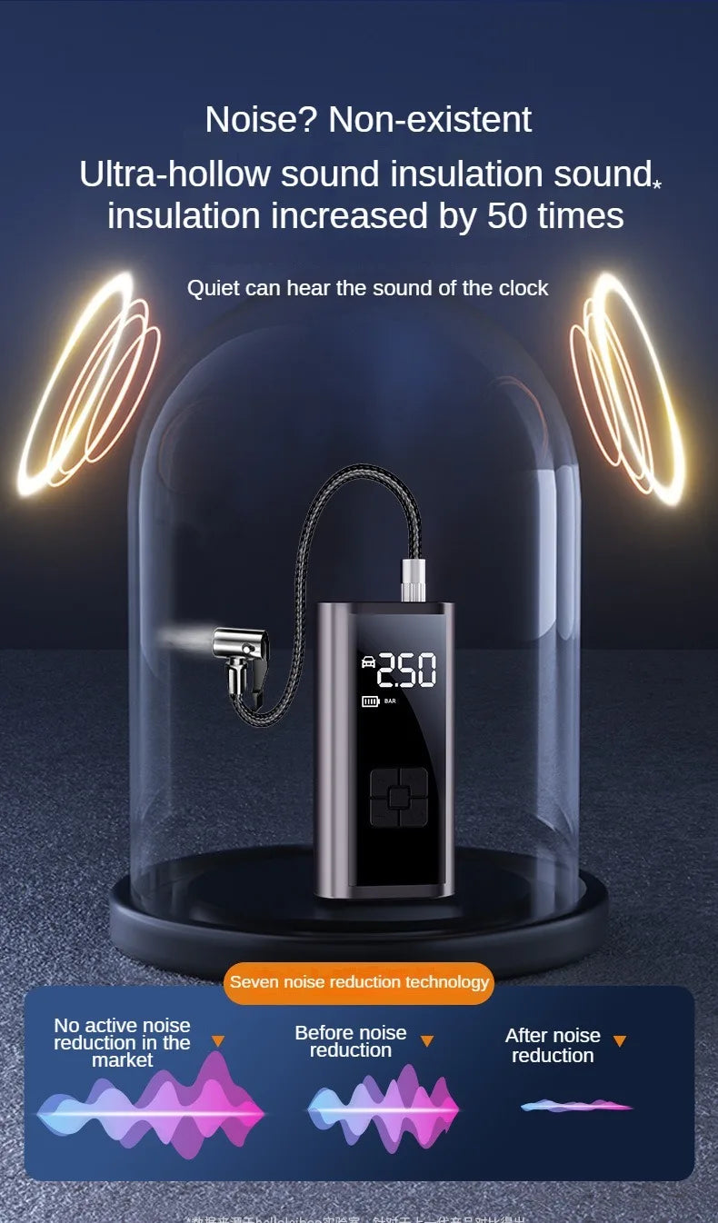 Compresor de aire portátil de 150 PSI para inflar neumáticos — Bomba compacta inalámbrica y con cable para coches, bicicletas y más
