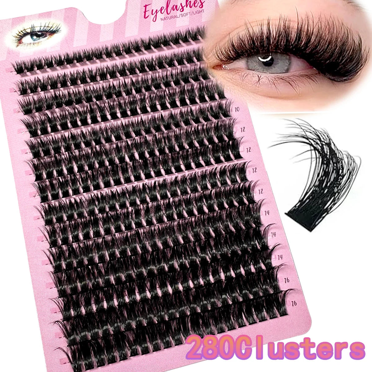 Cluster Eyelash Extension Bundles — 280pcs 80D/100D Natural Style DIY Individual Lashes