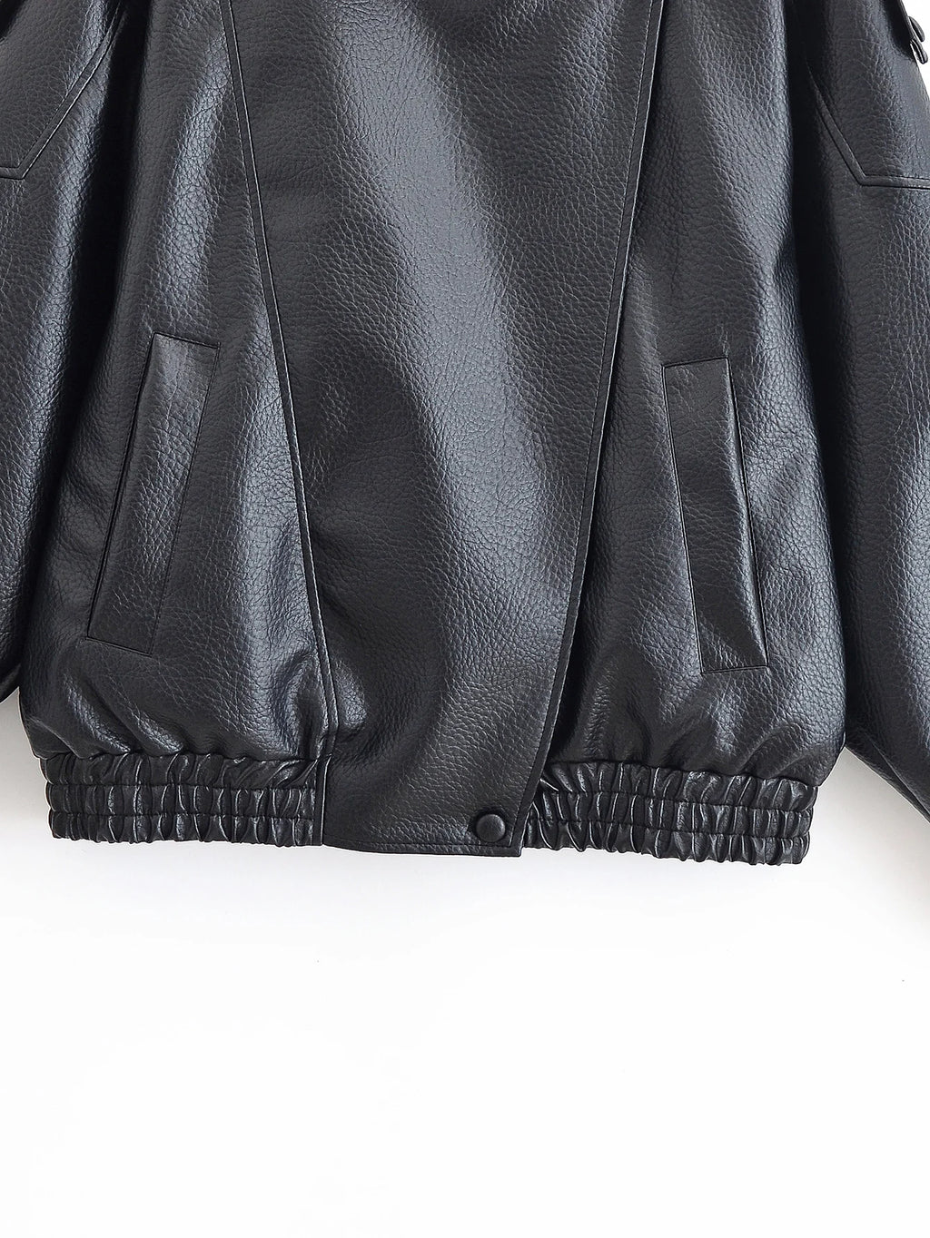 Chaqueta de polipiel con cremallera para mujer — Estilo informal urbano