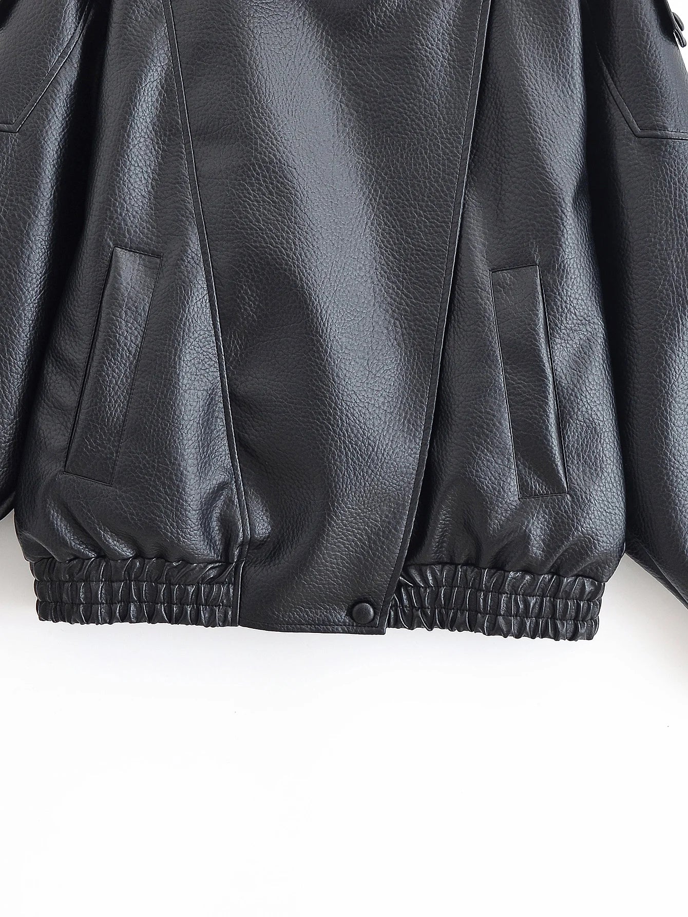 Chaqueta de polipiel con cremallera para mujer — Estilo informal urbano