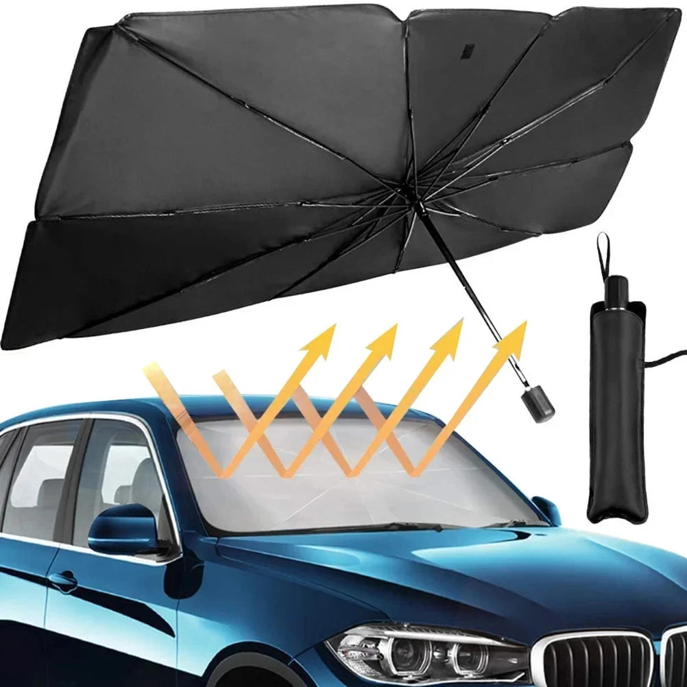Car Windshield Sun Shade — Titanium Silver Thickened Foldable UV Protection Sunshade