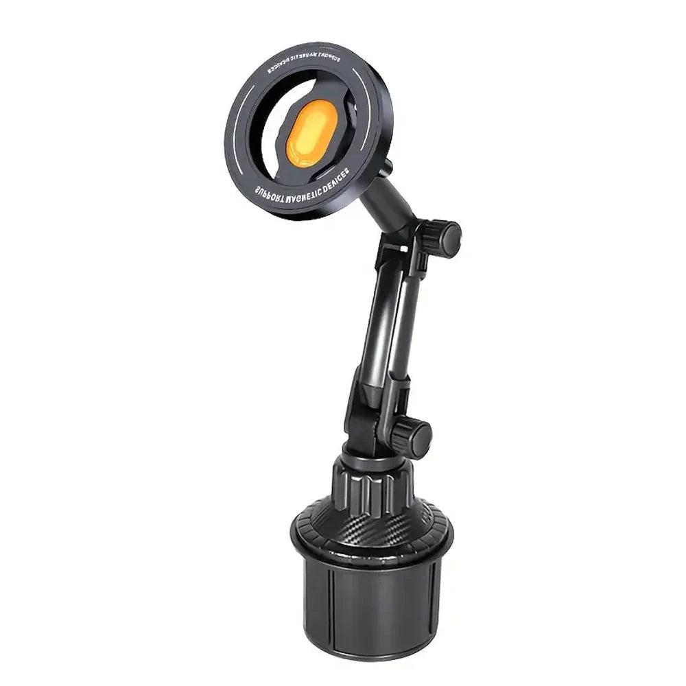 Magnetic Car Phone Mount — 360° Rotation Cup Holder Stand for MagSafe & All Smartphones