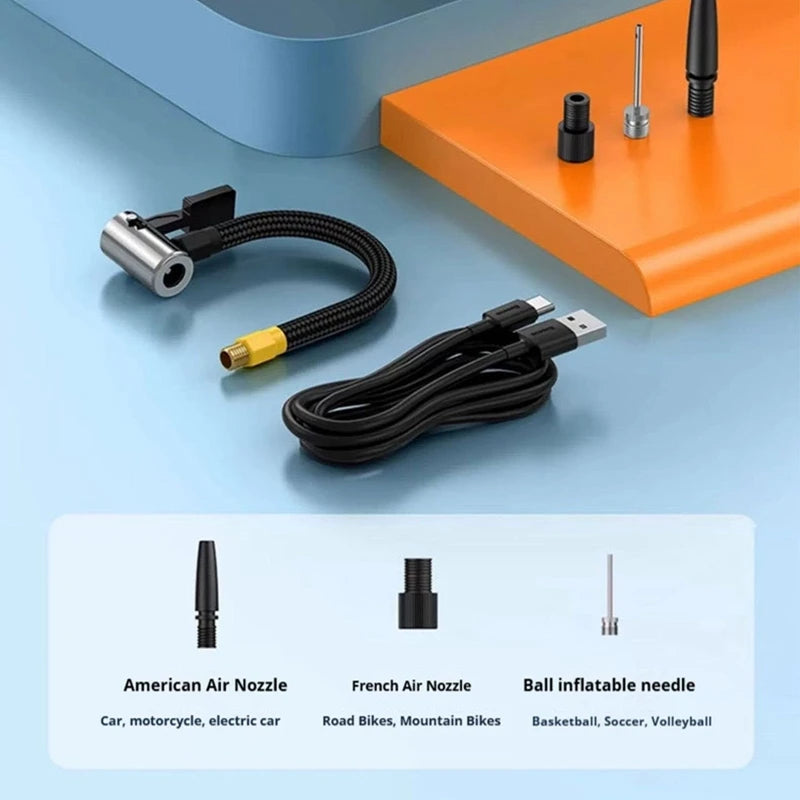 Compresor de aire portátil de 150 PSI para inflar neumáticos — Bomba compacta inalámbrica y con cable para coches, bicicletas y más