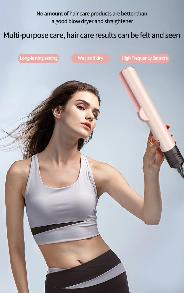 2-in-1 Hair Dryer & Flat Iron — Negative Ion Hair Styler for Drying & Straightening
