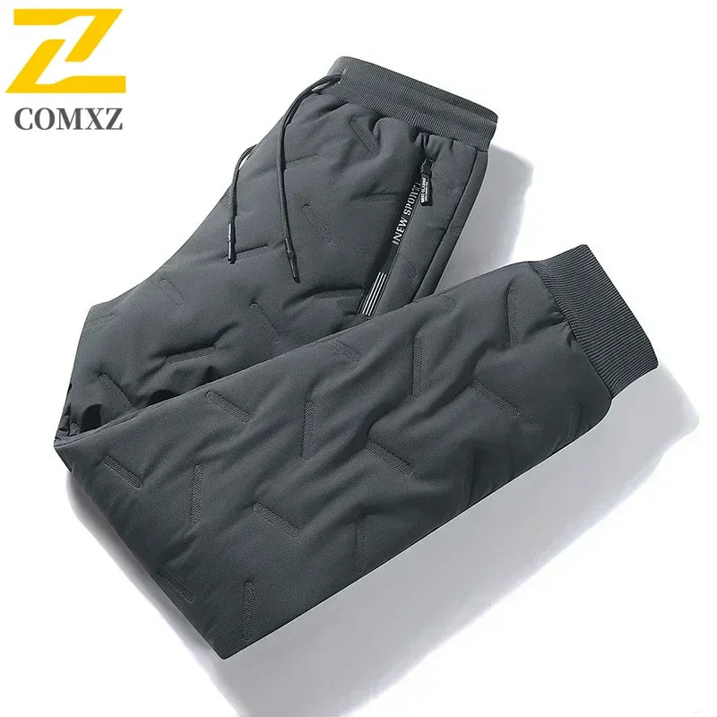 Men’s Insulated Waterproof Winter Jogger Pants — Fleece-Lined Down Cotton Warm Trousers up to 7XL