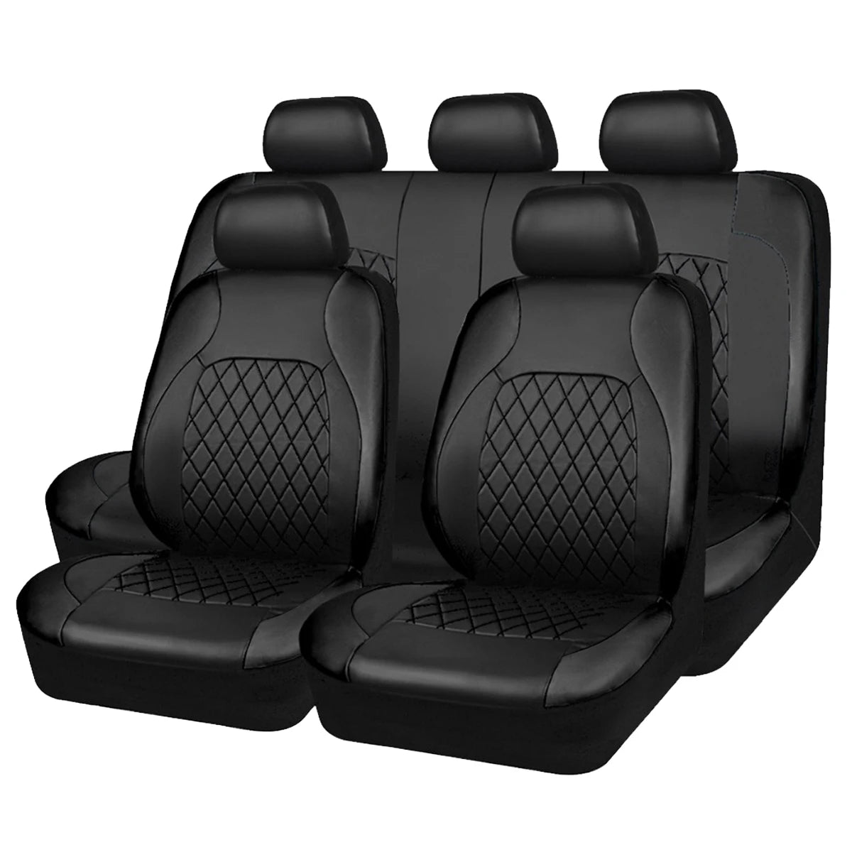 Quilted PU Leather Car Seat Cover Set — Full 9-Piece Waterproof Universal Fit for Sedan, SUV & Truck