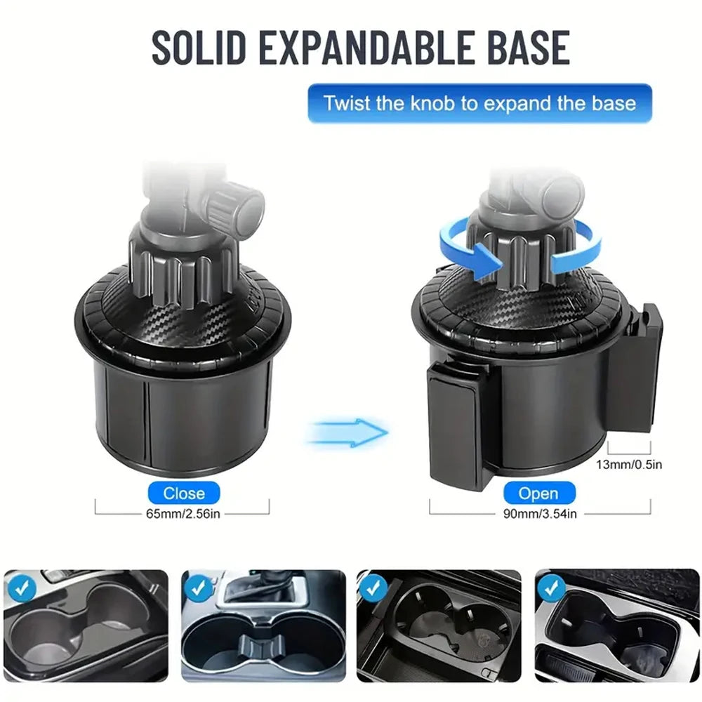 Magnetic Car Phone Mount — 360° Rotation Cup Holder Stand for MagSafe & All Smartphones