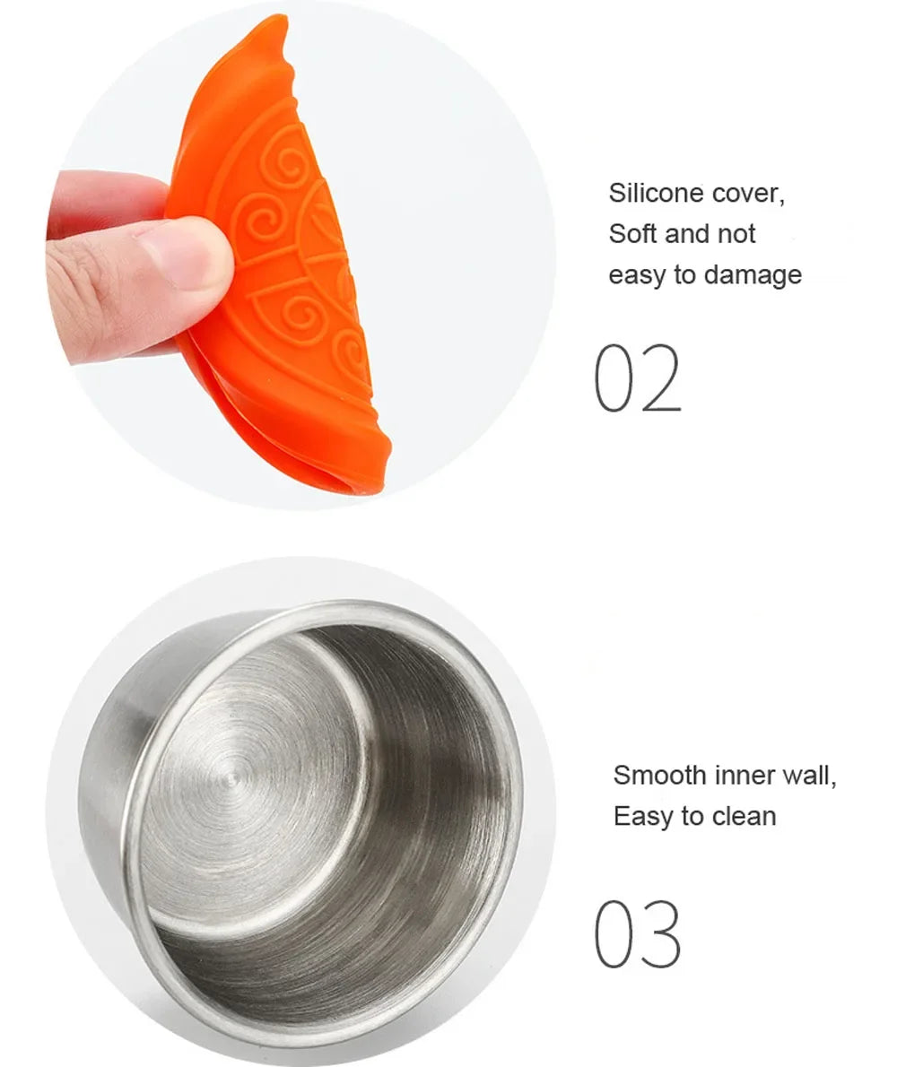 Stainless Steel Salad Dressing Container — 40ml Leakproof Reusable Cup with Silicone Lid