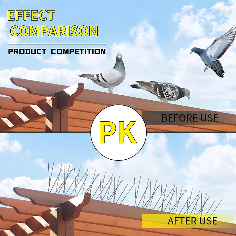 Púas Ahuyentadoras de Aves de Acero Inoxidable — Disuasorio Humano para Palomas y Aves en Balcones y Techos