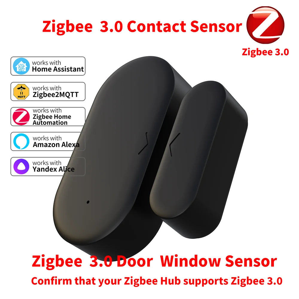Zigbee 3.0 Door & Window Contact Sensor — Smart Home Security Sensor for Home Assistant, Alexa & Yandex