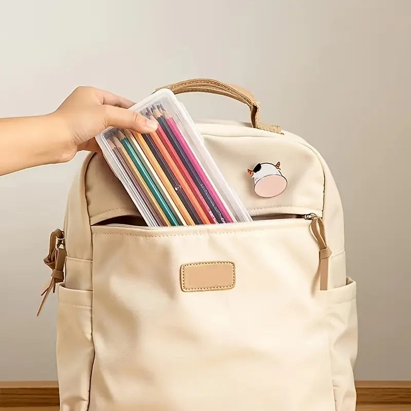 Transparent Plastic Pencil Box — Clear Storage Organizer for Pens, Markers, Erasers & More