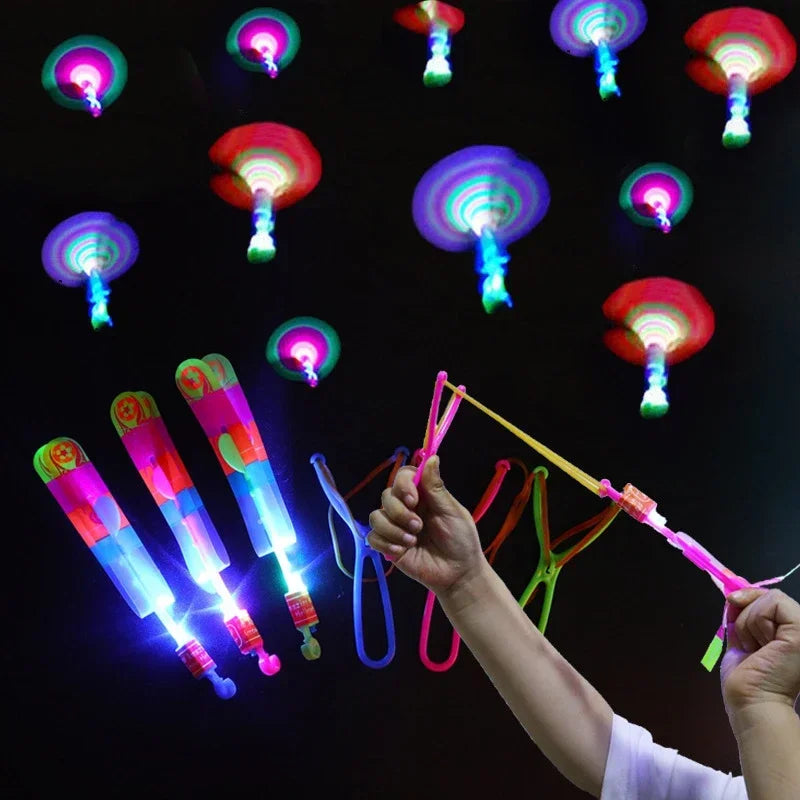 LED Arrow Rocket Helicopter Flying Toy — Rubber Band Launcher (1–50 Pack)