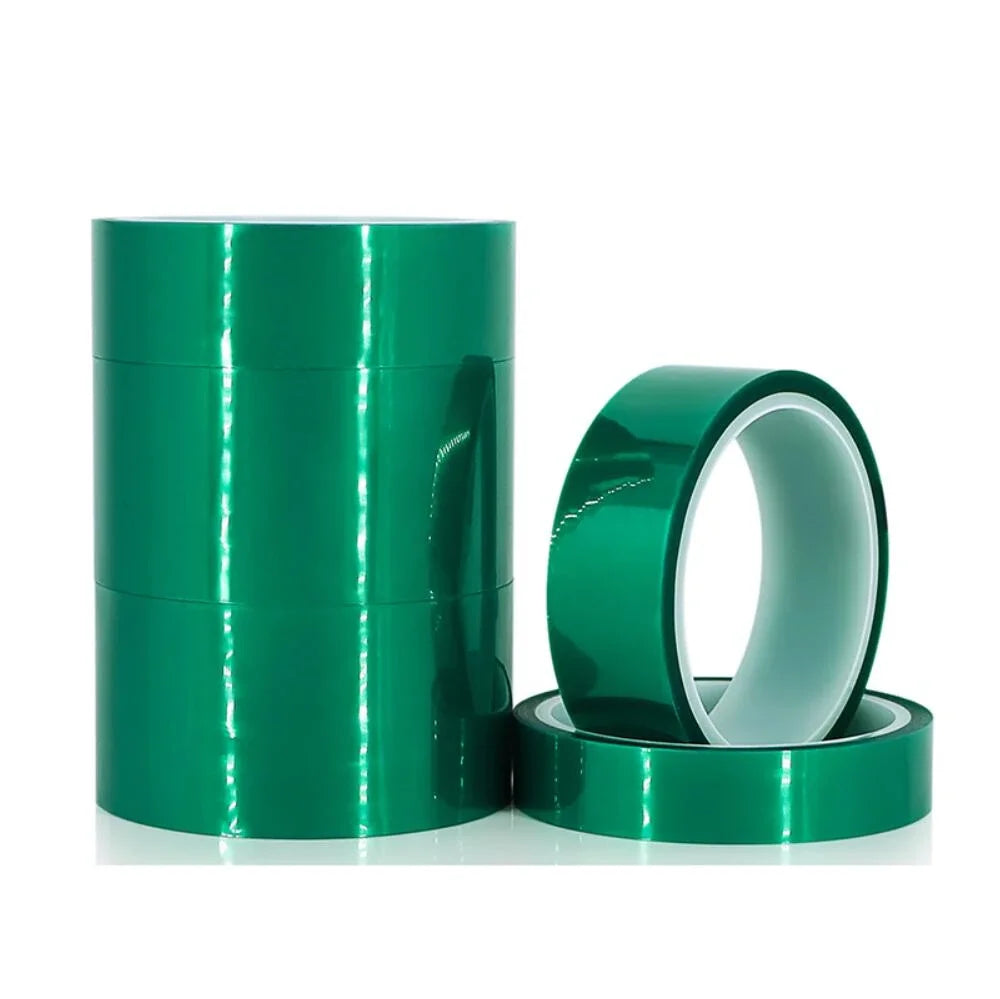 Cinta de enmascarar PET verde de alta temperatura - 33M, resistente al calor hasta 180°C para recubrimiento en polvo y trabajo de PCB
