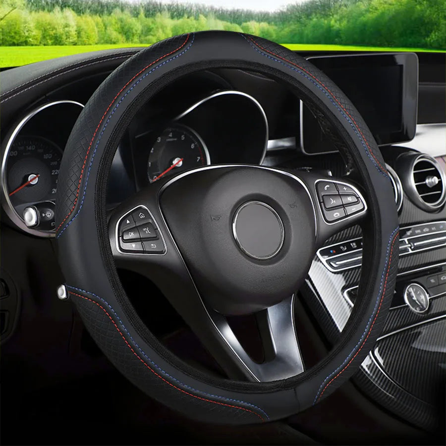 Microfiber Leather Steering Wheel Cover — No Inner Ring, Anti-Slip Breathable Universal Fit