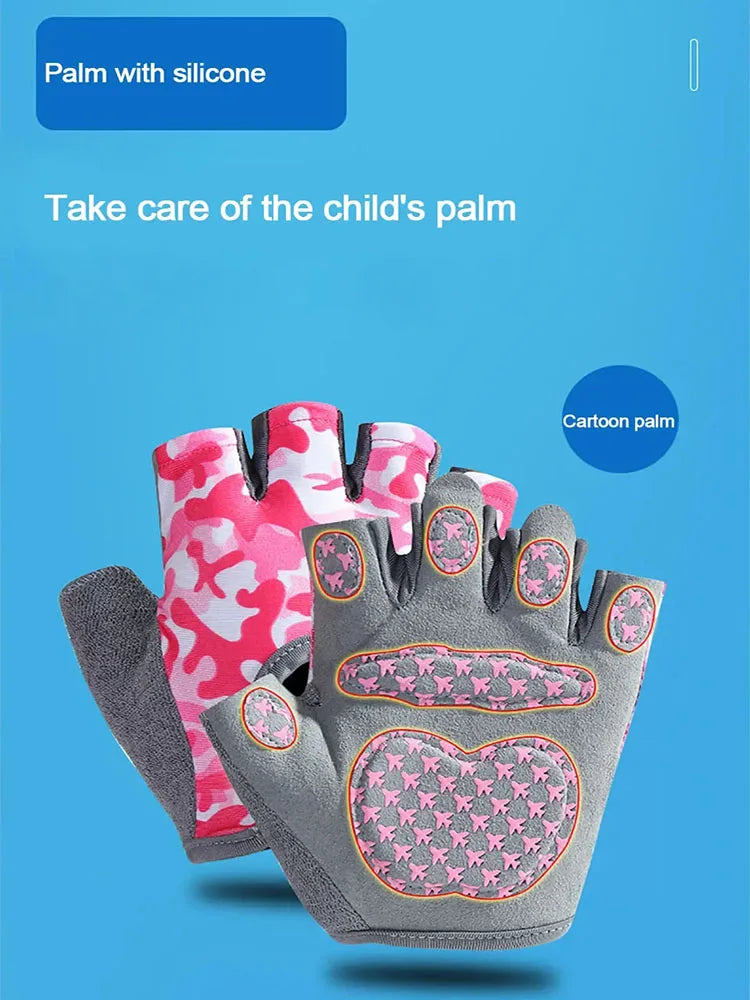 Guantes de Ciclismo sin Dedos para Niños — Guantes Transpirables Antideslizantes para Deportes al Aire Libre para Niños