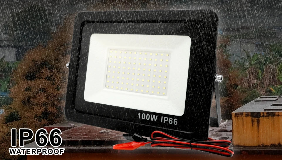 DC 12V LED Flood Light — 20W/30W/50W/100W Waterproof Outdoor Spotlight IP66