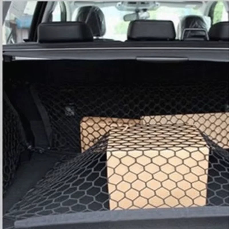 Car Trunk Elastic Mesh Net Organizer — 90x40cm Universal Nylon Cargo Net with Hooks