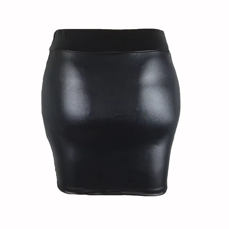 Women’s High-Waist Faux Leather Mini Skirt — Slim Fit Bodycon Pencil Skirt for Office & Clubwear
