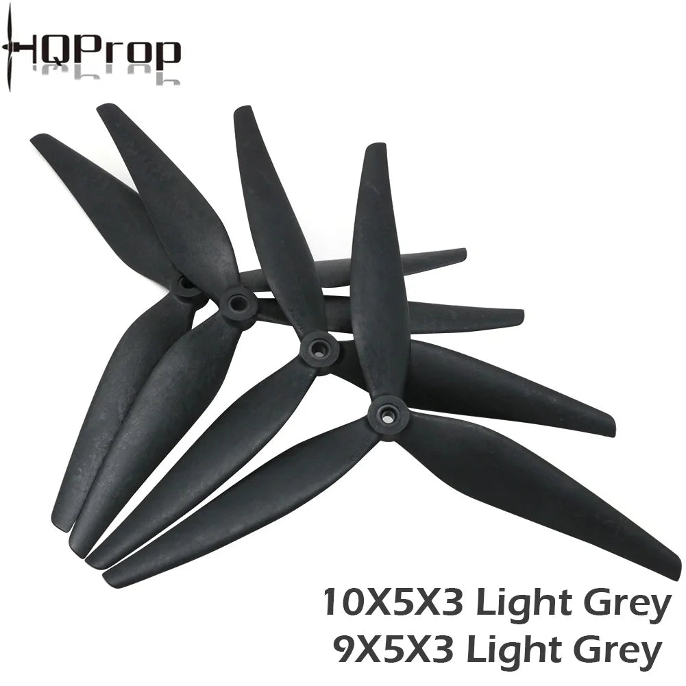 Hélices HQProp para Drones FPV, Paquete de 2 — Nailon Reforzado con Carbono de 9"/10" y 3 Palas