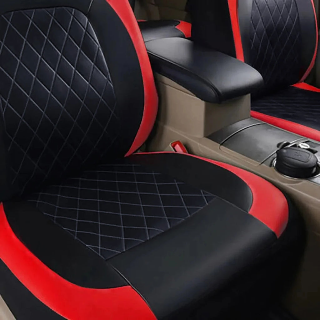 Quilted PU Leather Car Seat Cover Set — Full 9-Piece Waterproof Universal Fit for Sedan, SUV & Truck