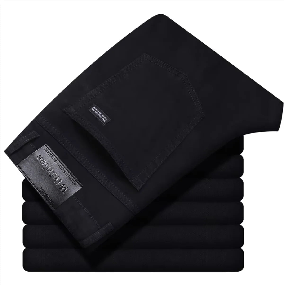 WTHINLEE Men’s Slim Straight Business Jeans — Stretch Denim Casual Work Trousers in Blue & Black