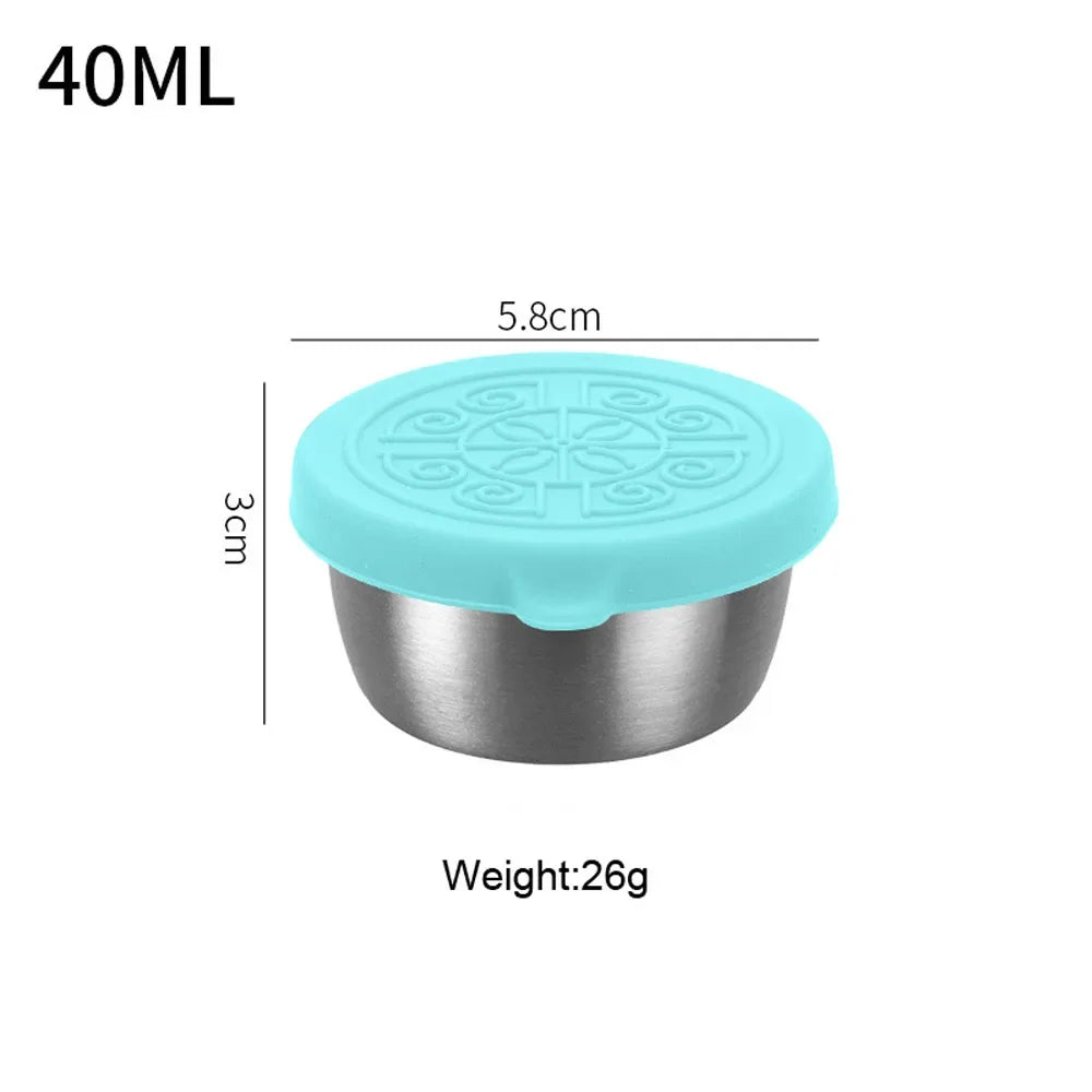 Stainless Steel Salad Dressing Container — 40ml Leakproof Reusable Cup with Silicone Lid
