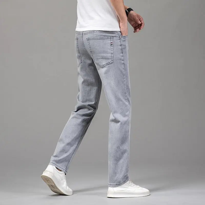 Men's Stretch Straight Jeans — Smart Casual Business Denim, Sizes 29–42
