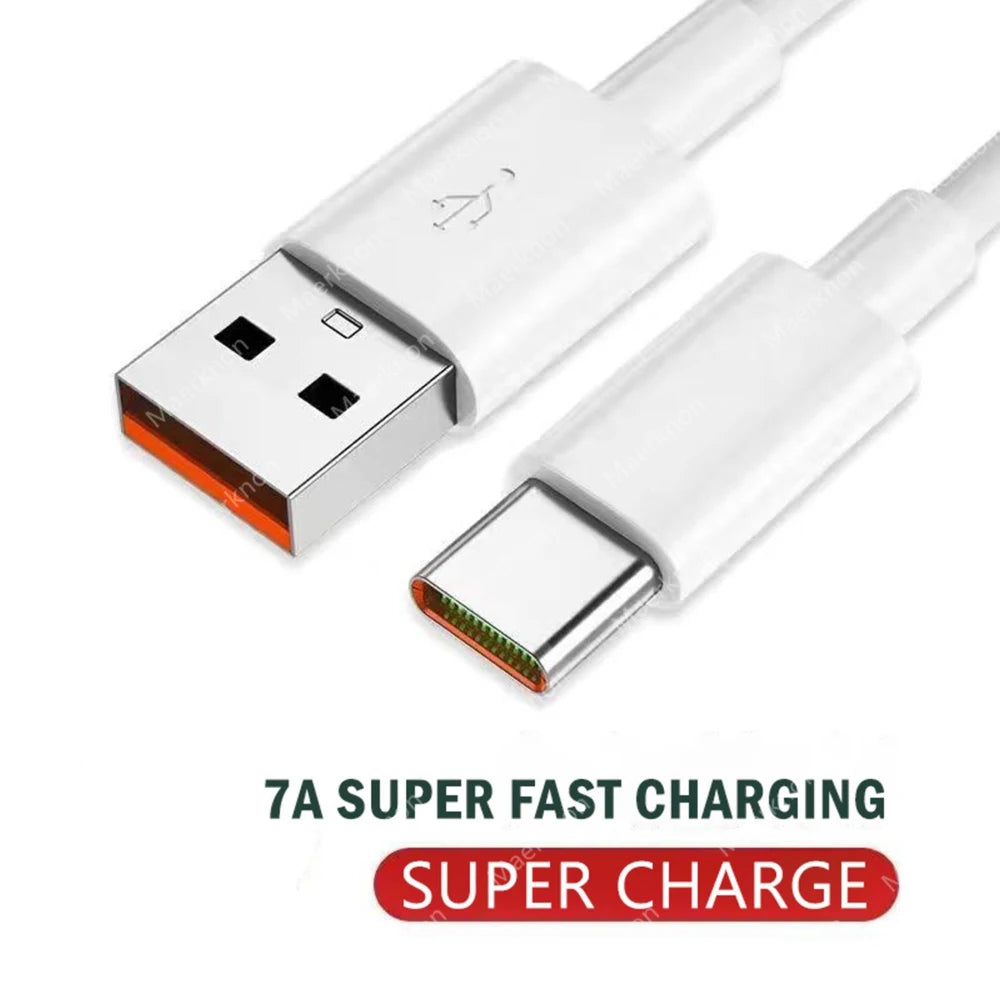Cable de carga superrápida USB-C de 7 A 100 W — Cable de datos de carga rápida para Huawei, Xiaomi y Samsung