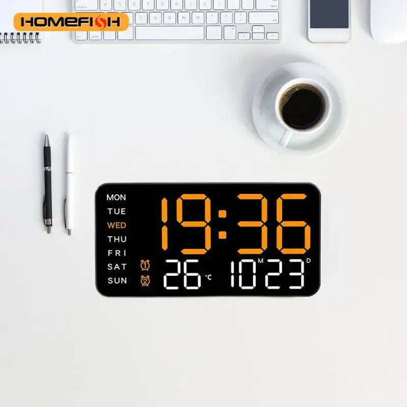 Giant LED Digital Wall Clock — Time, Temperature, Date & Alarm
