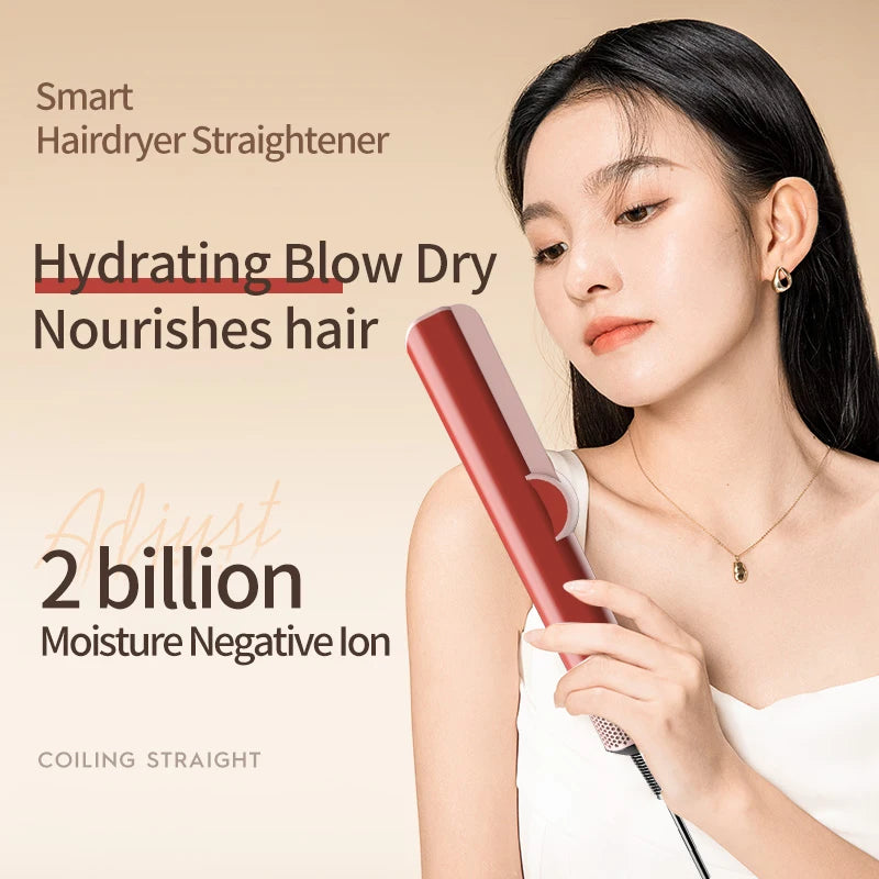 2-in-1 Hair Dryer & Flat Iron — Negative Ion Styler, 2000W