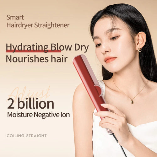 2-in-1 Hair Dryer & Flat Iron — Negative Ion Styler, 2000W