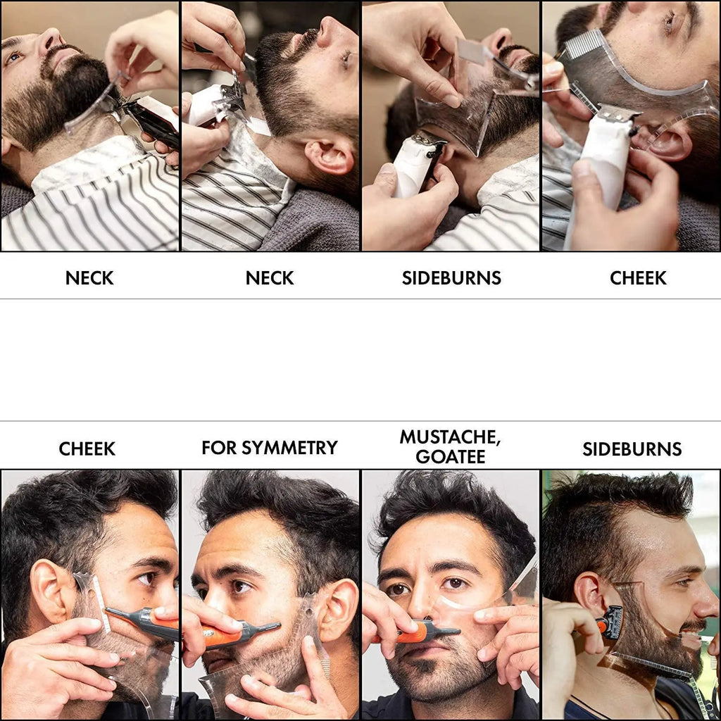 Men's Beard Shaping Tool — All-in-One Stainless Steel Styling Template & Comb