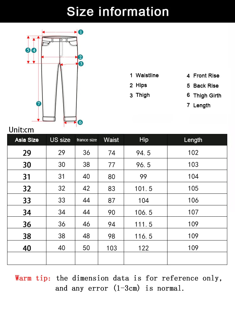 WTHINLEE Men’s Slim Straight Business Jeans — Stretch Denim Casual Work Trousers in Blue & Black