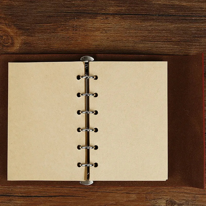 Cuaderno de Viajero de Cuero PU Retro — Diario de Papel Kraft de Tapa Blanda para Niños y Adultos, 14x10cm