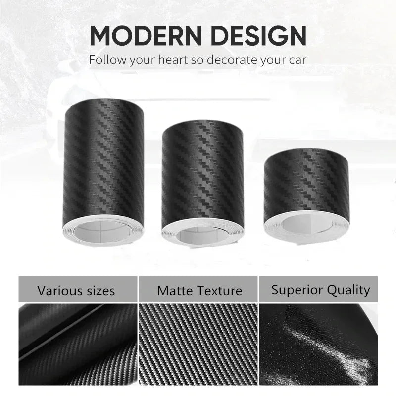 Cinta Protectora para Puertas de Coche de Nanofibra de Carbono — Tira Adhesiva Impermeable Antirrayas 1–5m