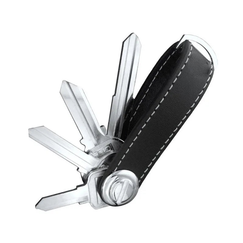 Smart Leather Key Organizer Wallet — Compact Car Key Pouch with Keychain Ring & Hooks