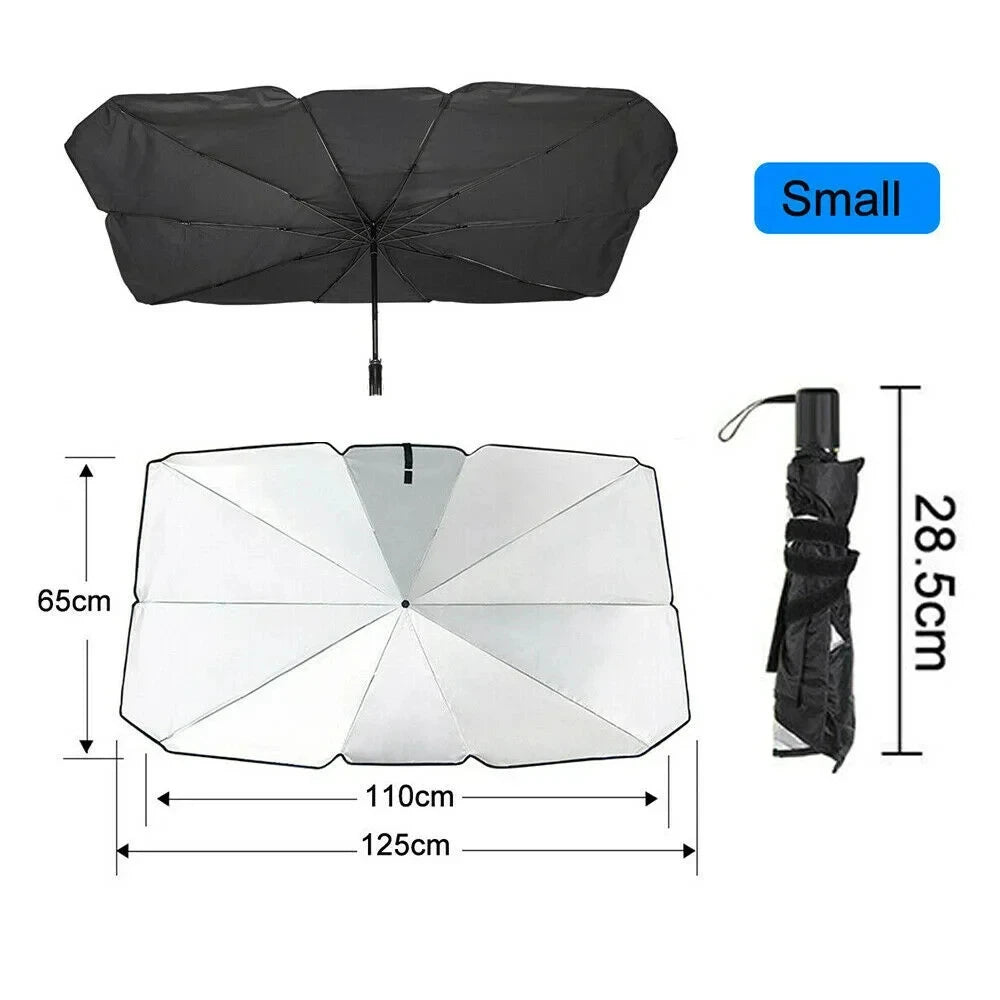Car Windshield Sun Shade — Titanium Silver Thickened Foldable UV Protection Sunshade