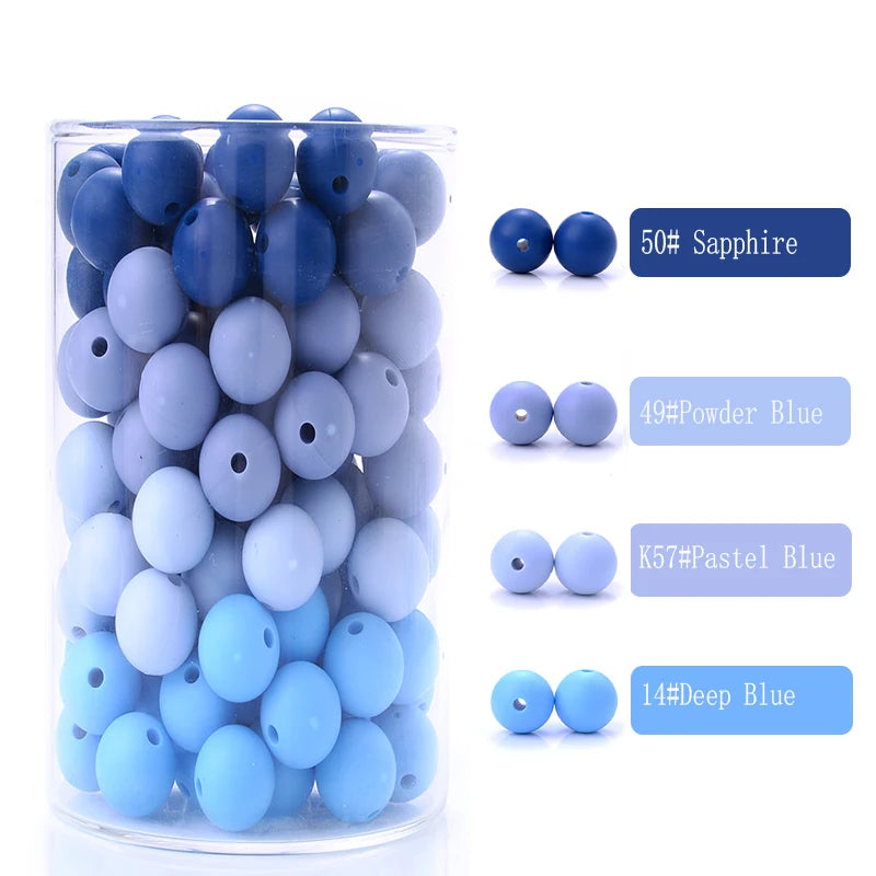 Cuentas de silicona para mordedor de bebé, paquete de 50 unidades, redondas de 12 mm, cuentas de chupete DIY sin BPA