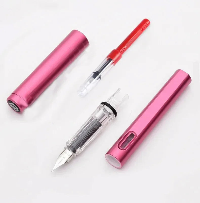53-Piece Fountain Pen & Ink Refill Set — 3 Pens + 50 Ink Cartridges in Black, Blue & Red