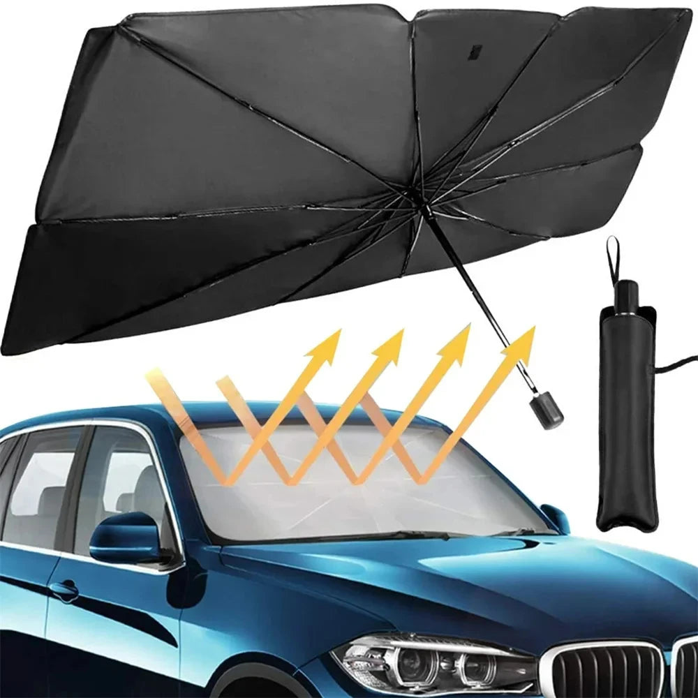 Parasol para parabrisas de coche — Plata titanio, engrosado, plegable, protección UV