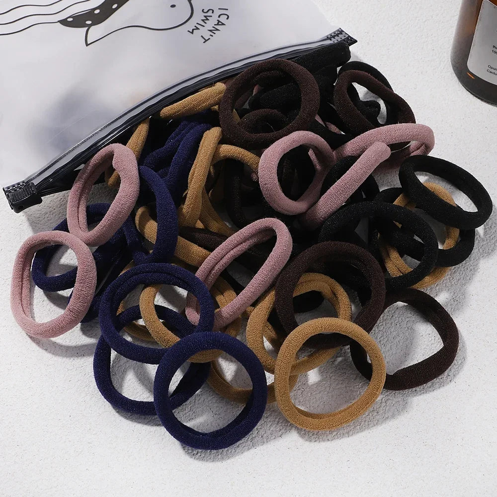 Mixed Colors Hair Ties & Scrunchies — 30/50/100-Pack Elastic Bands