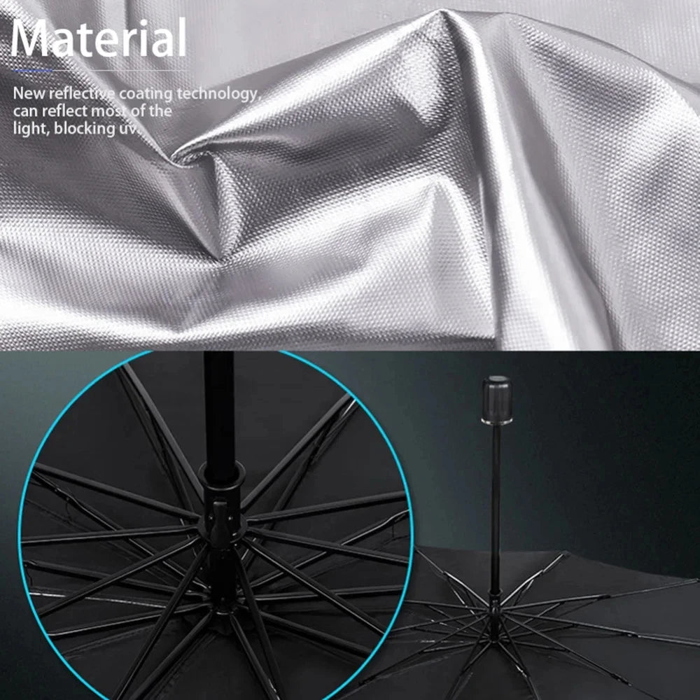Parasol para parabrisas de coche — Plata titanio, engrosado, plegable, protección UV