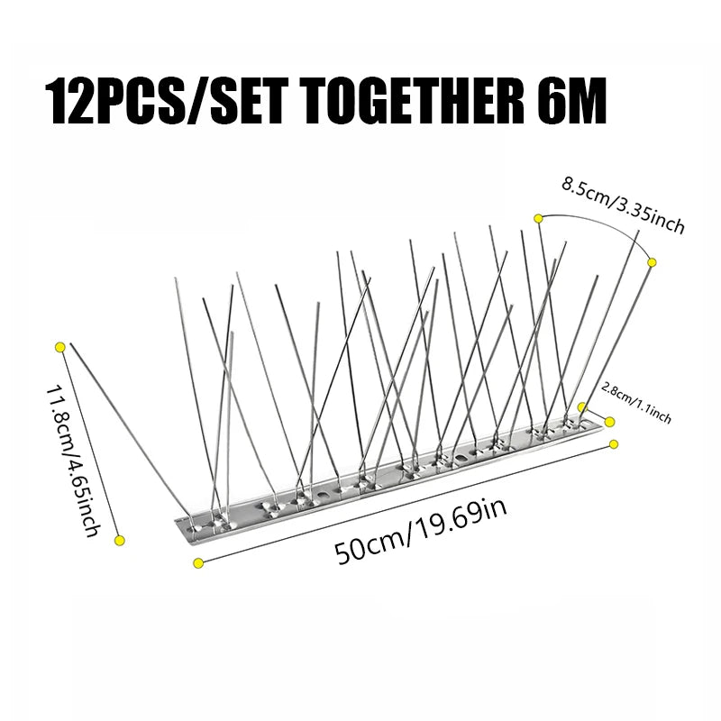 Stainless Steel Bird Repellent Spikes — Humane Pigeon & Bird Deterrent for Balconies & Roofs