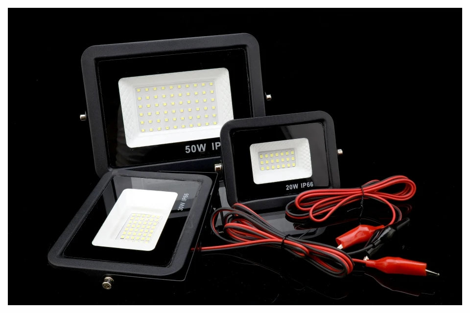 DC 12V LED Flood Light — 20W/30W/50W/100W Waterproof Outdoor Spotlight IP66